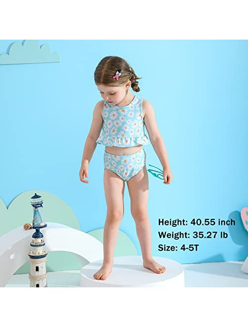 YOUNGER TREE Toddler Baby Girls Summer Swimsuit Sleeveless Striped Swimwear Two-Piece Suit Beach Bikini
