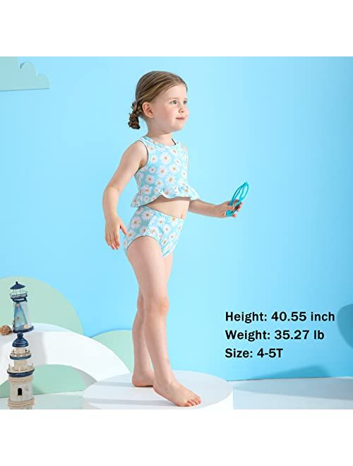YOUNGER TREE Toddler Baby Girls Summer Swimsuit Sleeveless Striped Swimwear Two-Piece Suit Beach Bikini