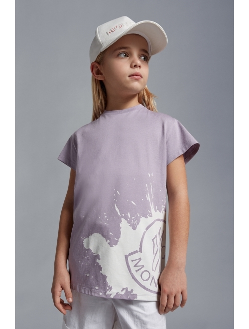 Moncler Enfant logo-print paint-splatter cotton T-shirt
