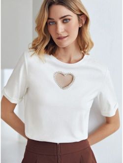 Premium Heart Hollow Out T-shirt