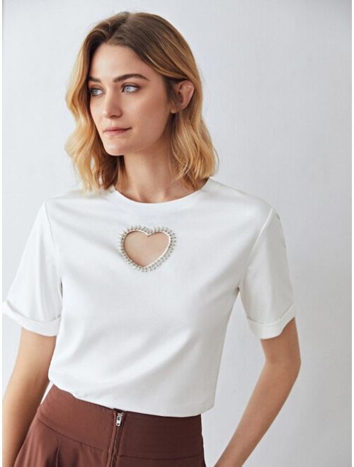 MOTF Premium Heart Hollow Out T-shirt