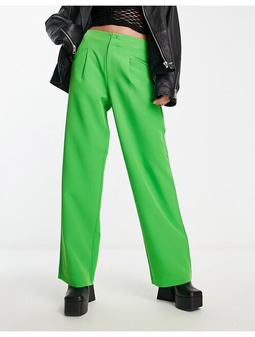 Only high waist wide leg pants in bright green - part of a set