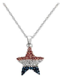 MACY'S Diamond Flag Star Pendant Necklace in Sterling Silver (1/4 ct. t.w.)