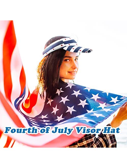 Newcotte 3 Pcs July Fourth Visor Hat Sun Visors with UV Protection Stars and Stripes American Flag Hat USA Hat Patriotic Hats for Men Women Independence Day Ceremony Spor
