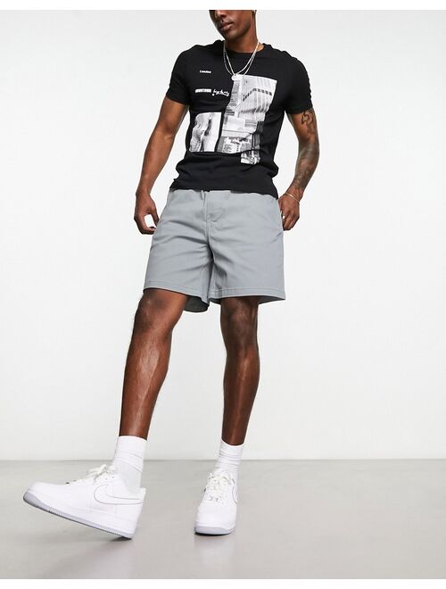 Pull&Bear pull-on shorts in dark gray