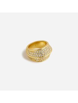 Angular ring with pave crystals