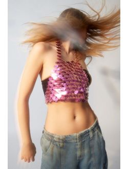 Metallic Heart Halter Top