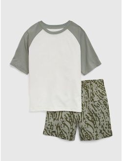 Kids 100% Recycled Raglan PJ Shorts Set