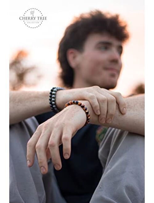 Cherry Tree Collection - Small, Medium, Large Sizes - Gemstone Beaded Bracelets For Women, Men, and Teens - 8mm Round Beads