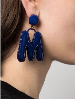 padded-effect logo letter earrings