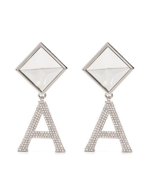 AREA letter-pendant drop earrings