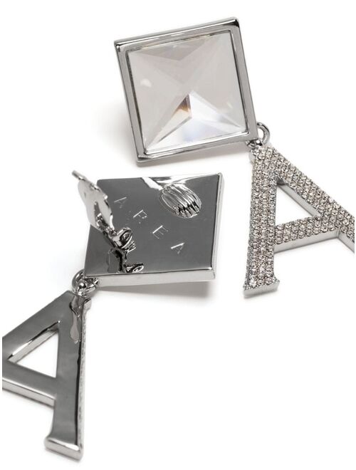 AREA letter-pendant drop earrings