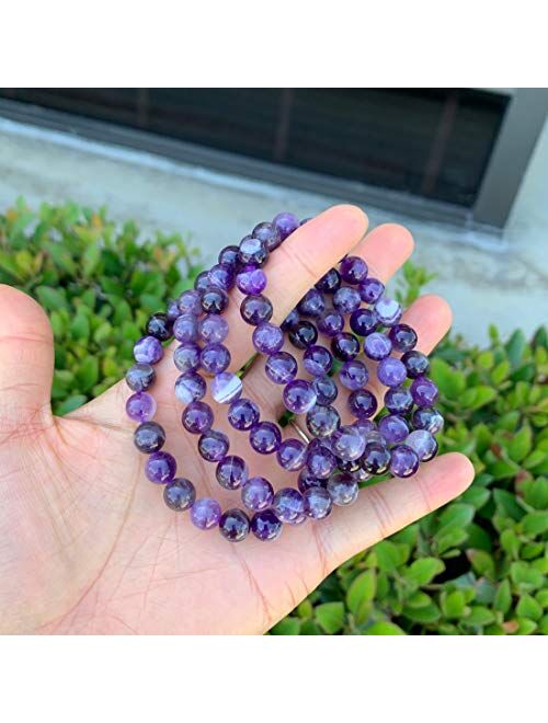 Adabele 1pc Natural Stretch Gemstone Bracelet 8mm (0.31") Bead 7" to 8.5 inch Healing Crystal Energy Quartz Chakras Jewelry Women Men Girl Birthday Gift