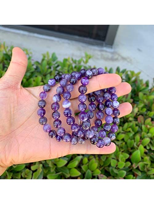 Adabele 1pc Natural Stretch Gemstone Bracelet 8mm (0.31") Bead 7" to 8.5 inch Healing Crystal Energy Quartz Chakras Jewelry Women Men Girl Birthday Gift