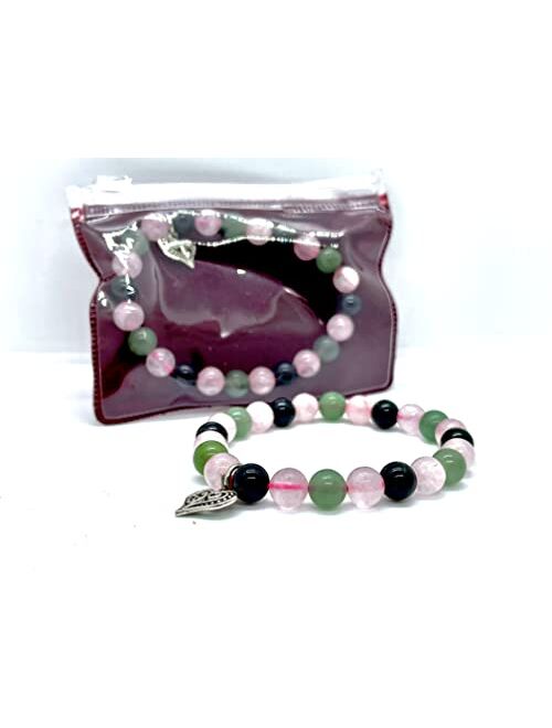 Generic DCE A++ OPTIMUM TRIPLE LOVE Bracelet Gemstone Handmade Bracelets - Rose Quartz - Black Tourmaline - Green Aventurine 8mm Beaded Crystal Bracelets For Women gift B