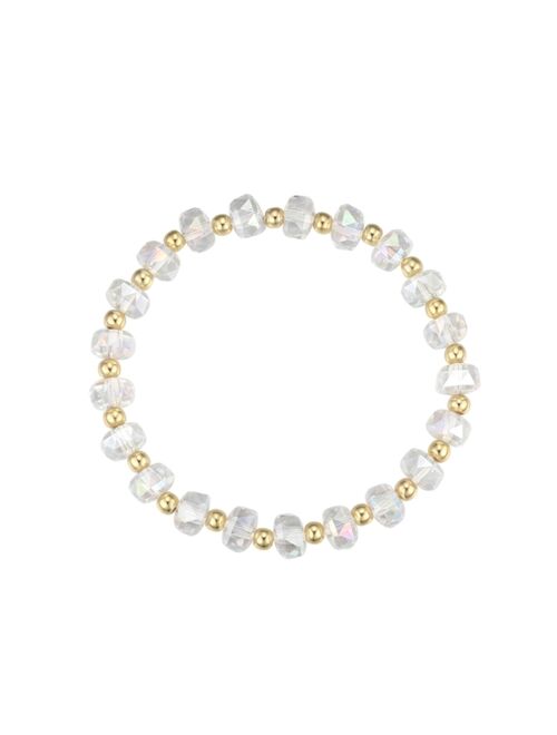 MACY'S Clear Crystal and Gold Ball Stretch Bracelet
