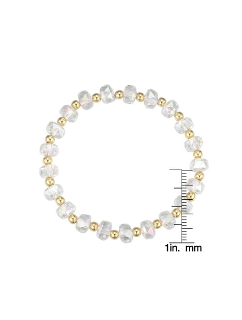 MACY'S Clear Crystal and Gold Ball Stretch Bracelet