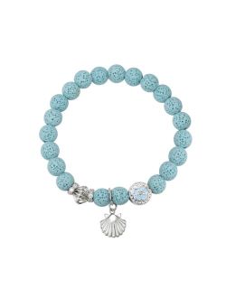 MACY'S Simulated Turquoise and Cubic Zirconia Seashell Stretch Bracelet