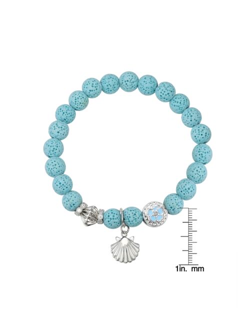 MACY'S Simulated Turquoise and Cubic Zirconia Seashell Stretch Bracelet