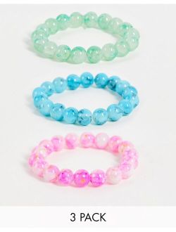 DesignB London pack of 3 glass stone bead bracelets