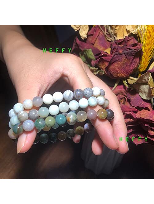 Generic Natural Gorgeous Gem Semi-Precious Gemstone Beaded Reiki Healing Crystals Handmade 8mm Round Beads Stretch Bracelet Unisex