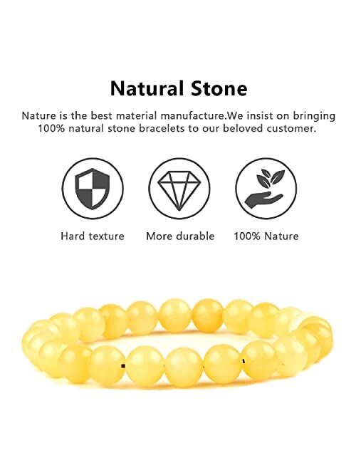 TIGERSTAR Natural Lava Rock Beads Bracelet,Stretch Elastic Bracelets,Adjustable Braided Rope Gemstone Bracelets for Men Women