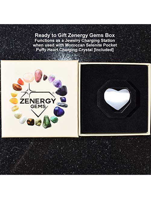 Zenergy Gems Charged Natural Gemstone Crystal 8mm Bead Bracelet + Selenite Charging Heart [Included]