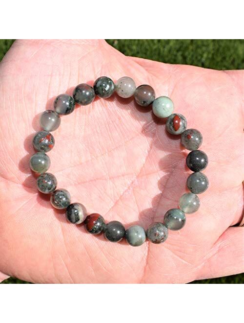 Zenergy Gems Charged Natural Gemstone Crystal 8mm Bead Bracelet + Selenite Charging Heart [Included]