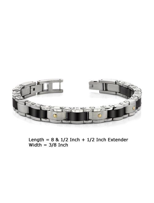 Peora Heavy Duty Surgical Grade Stainless Steel Two-Tone Link Bracelet for Men, Brushed Matte Finish, 8.5 inches