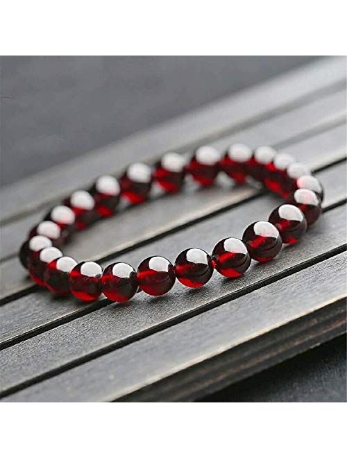 Muko Gemstone Genuine Natural Red Garnet Gemstone Crystal Clear Round Beads Women Men Bracelet 7-10mm AAAA