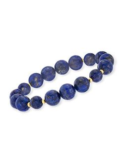 Lapis Bead Stretch Bracelet With 14kt Yellow Gold