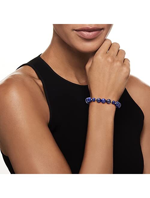Ross-Simons Lapis Bead Stretch Bracelet With 14kt Yellow Gold