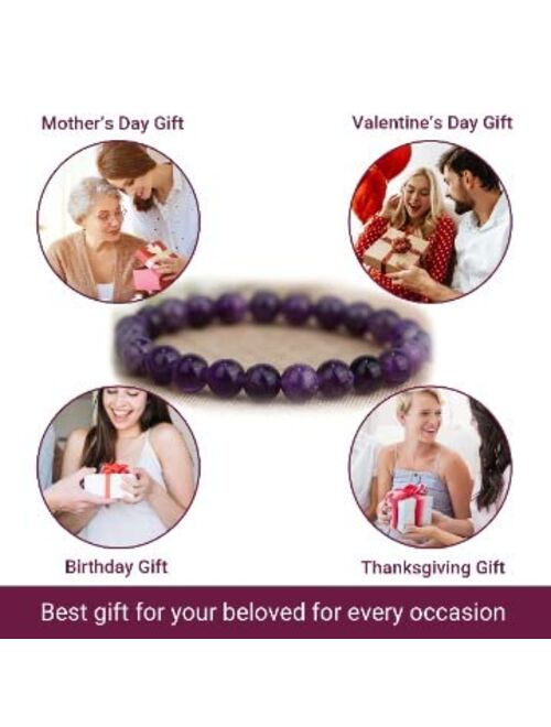 Crystal Vibe 8mm Beads Aquamarine Bracelet for Women Men - Real Aquamarine Crystal Healing Stone Bracelet for Calming Energy and Wisdom