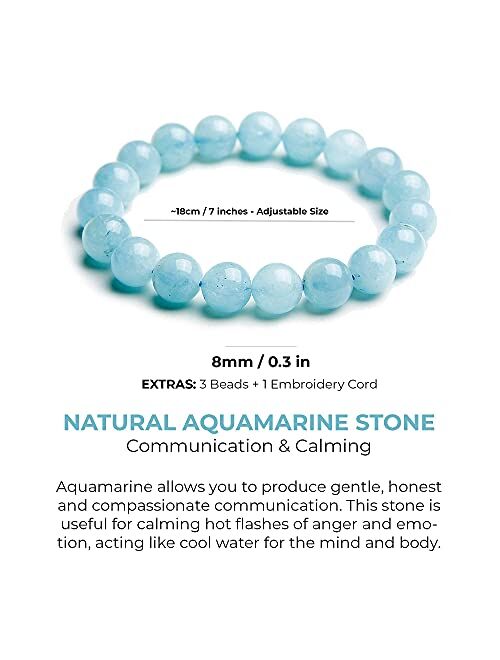 Crystal Agate Bracelets Soothing Bracelet - Natural Aquamarine bracelet - Bring Positive Energy - Peace - Youthfulness Bracelet - Crystal Stone Bracelet for Everlasting J