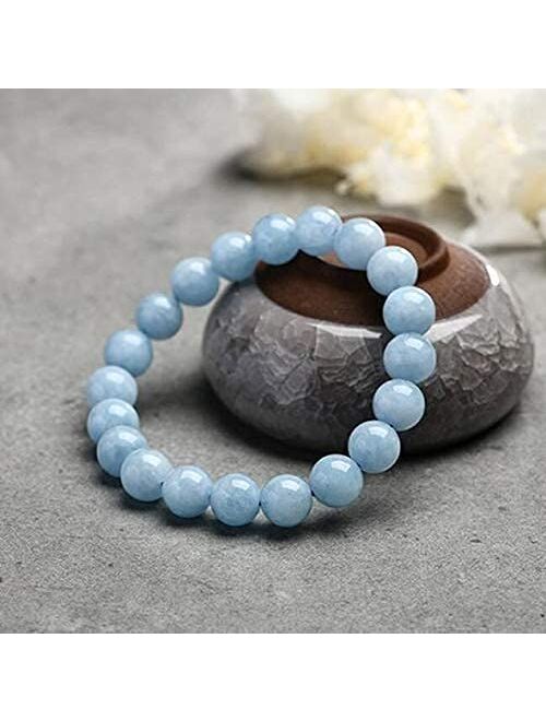 Crystal Agate Bracelets Soothing Bracelet - Natural Aquamarine bracelet - Bring Positive Energy - Peace - Youthfulness Bracelet - Crystal Stone Bracelet for Everlasting J