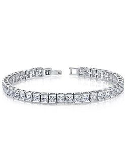 Designer 16.75 Carats Tennis Bracelet for Women in 925 Sterling Silver, Princess Cut, 7.75 inches