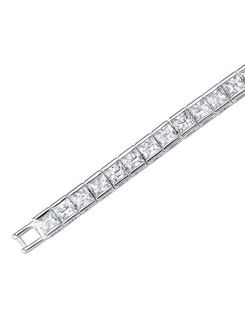 Peora Designer 16.75 Carats Tennis Bracelet for Women in 925 Sterling Silver, Princess Cut, 7.75 inches