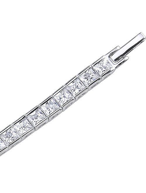 Peora Designer 16.75 Carats Tennis Bracelet for Women in 925 Sterling Silver, Princess Cut, 7.75 inches