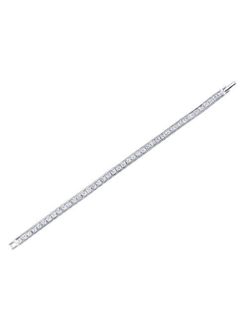 Peora Designer 16.75 Carats Tennis Bracelet for Women in 925 Sterling Silver, Princess Cut, 7.75 inches