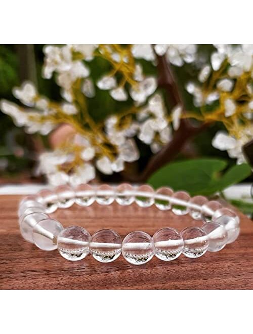 DCE AAA Graded Crystal Quartz Bracelet - The Master Healer Clear Quartz Gemstone Bracelets 8mm Stretchable Crystal Bracelets for Men Women by Dazzling Crystal Exports