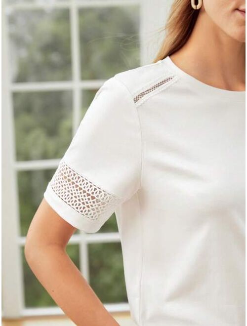 MOTF Premium Guipure Lace Detail T-shirt
