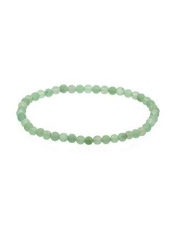 Ltc Designs Alternating Matte and Glossy 4mm Round Green Aventurine Stretch Bracelet (in various lengths: 6.5, 7, 7.5, 8 Inches)