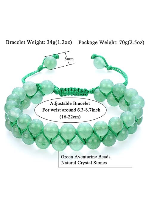 Sholly Protection Bracelet 8MM Green Aventurine Bracelet Healing Crystal Bracelet for Men Women Bring Prosperity Luck (8MM Green Aventurine/Double-Layer)
