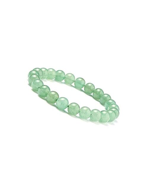 Sanyo Unisex gem green aventurine 8mm round smooth beads stretchable 7 inch bracelet for men,women-Healing, Meditation,Prosperity,Good Luck Bracelet