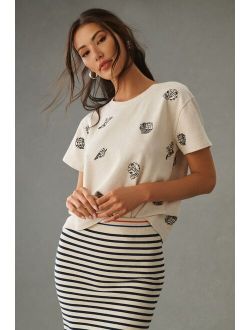 Embroidered Shell Short-Sleeve Sweatshirt