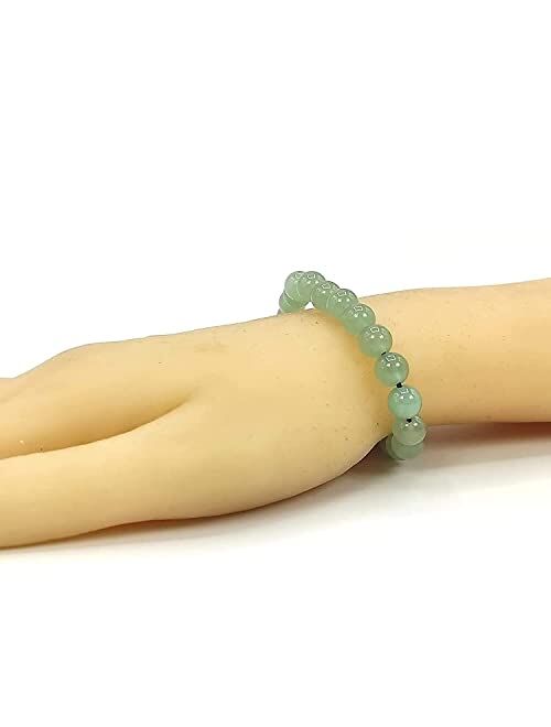 TAURISH Green Aventurine 8 mm Fashion Round Gemstone Beads Stretchable Bracelet 7.5"