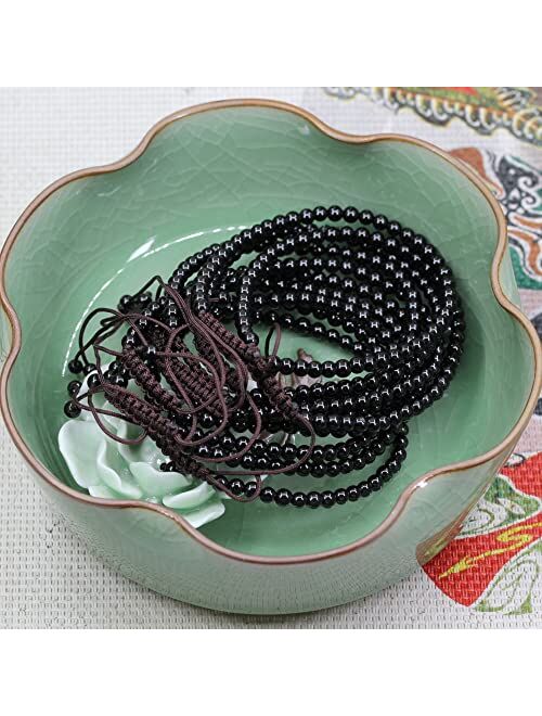 Keleny Natural Gemtone 4mm Round Beads Crystal Adjustable Braided Macrame Tassels Bracelets Unisex