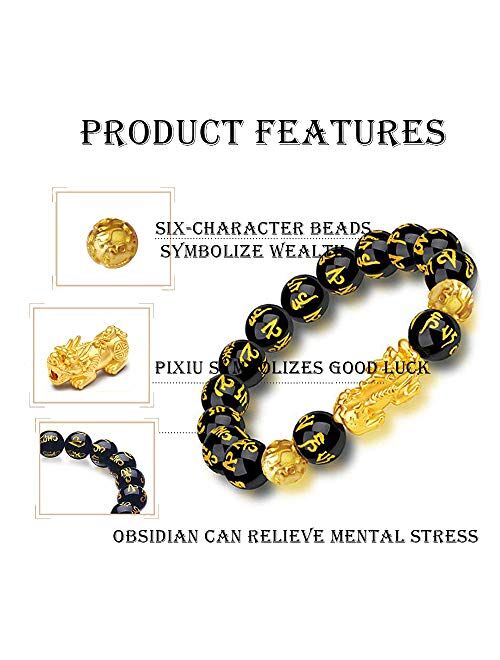 Zkzk Feng Shui Black Obsidian Wealth BraceletVietnamese Sagin Pixiu Character for Protection Can Bring Luck and ProsperitySuitable for Any Occasion,Unisex( Single Pixiu A