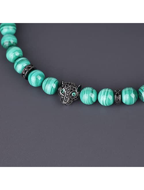 COAI Mens Womens Semi Precious Gemstone Leopard Bracelet