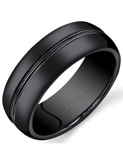 Mens 8mm Black Cobalt Wedding Band Ring Double Groove Sizes 7 to 14